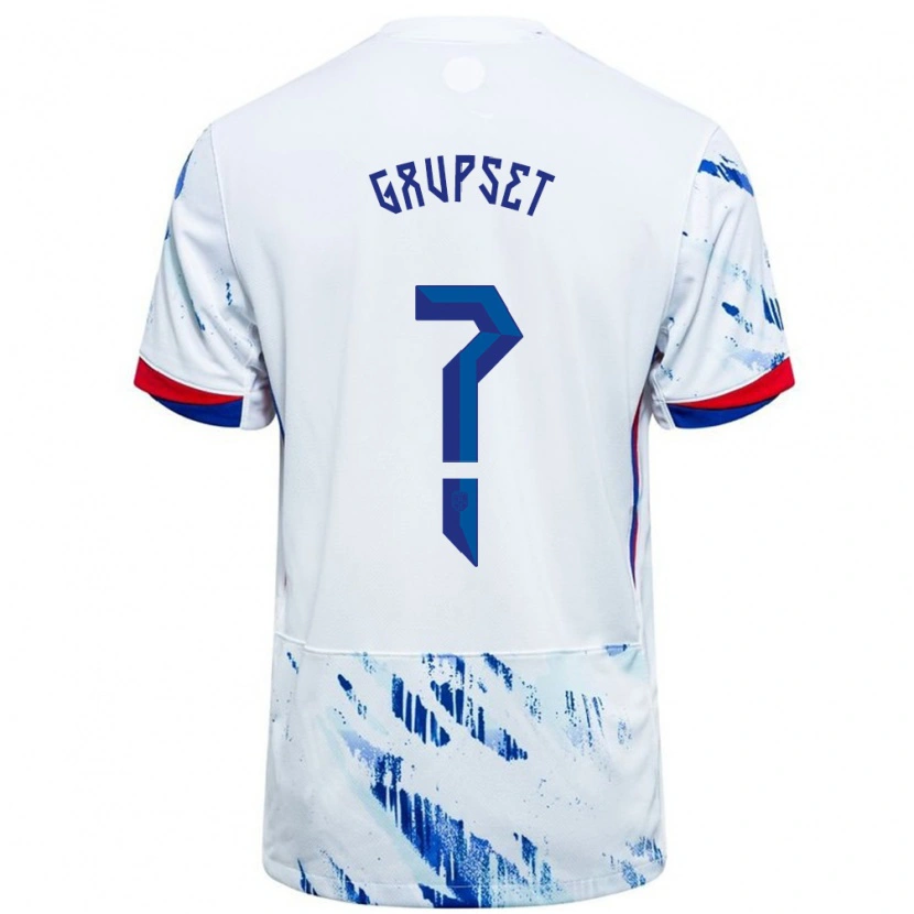 Danxen Heren Noorwegen Signe Gaupset #0 Wit Blauw Uitshirt Uittenue 24-26 T-Shirt