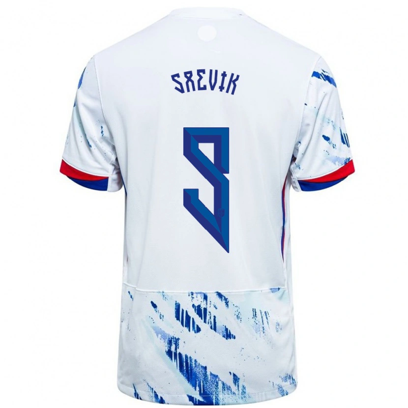 Danxen Heren Noorwegen Karina Sævik #9 Wit Blauw Uitshirt Uittenue 24-26 T-Shirt