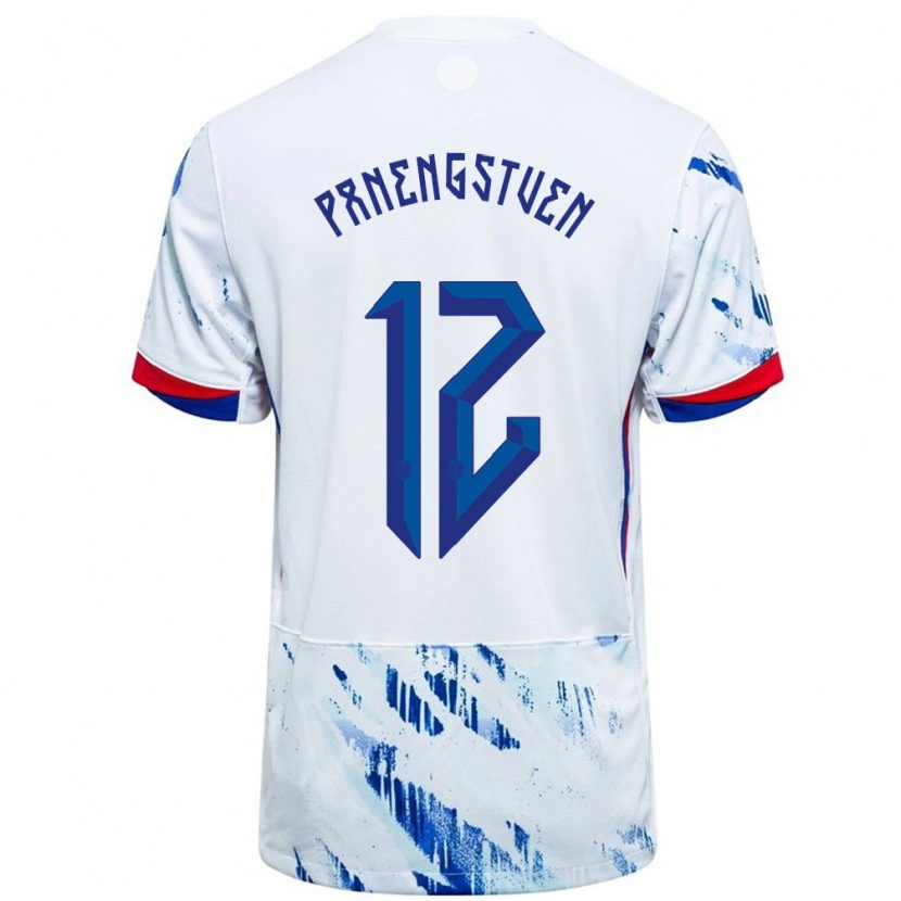 Danxen Heren Noorwegen Selma Panengstuen #12 Wit Blauw Uitshirt Uittenue 24-26 T-Shirt