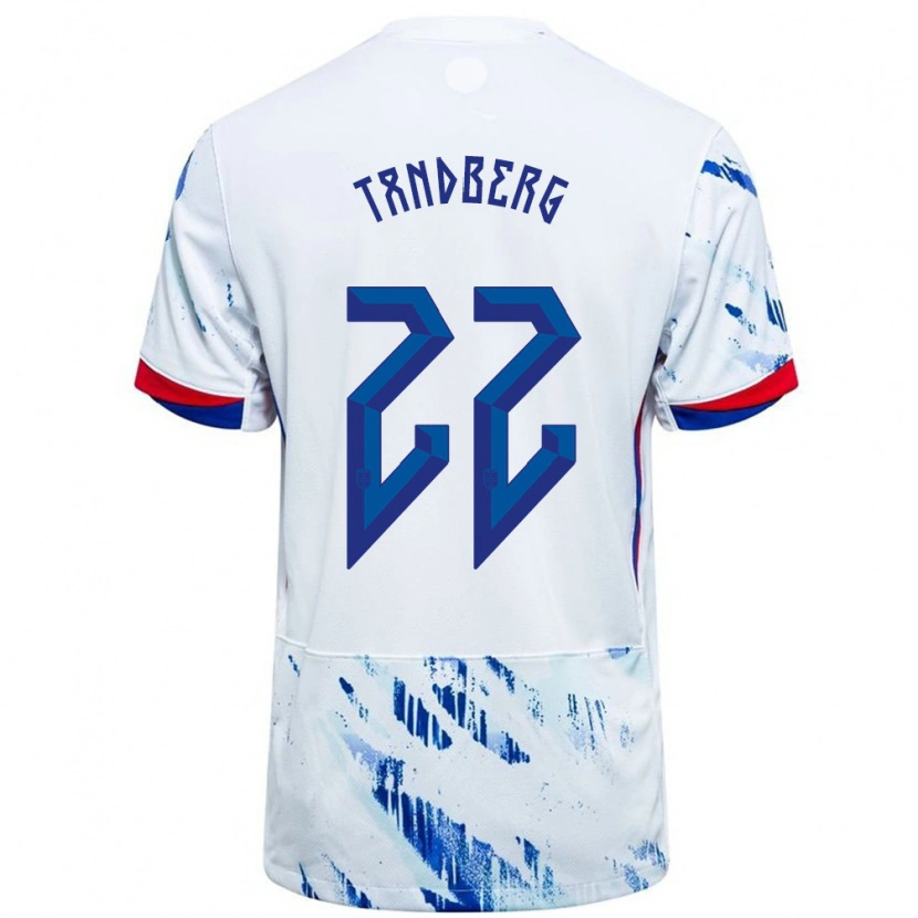 Danxen Heren Noorwegen Cathinka Tandberg #22 Wit Blauw Uitshirt Uittenue 24-26 T-Shirt
