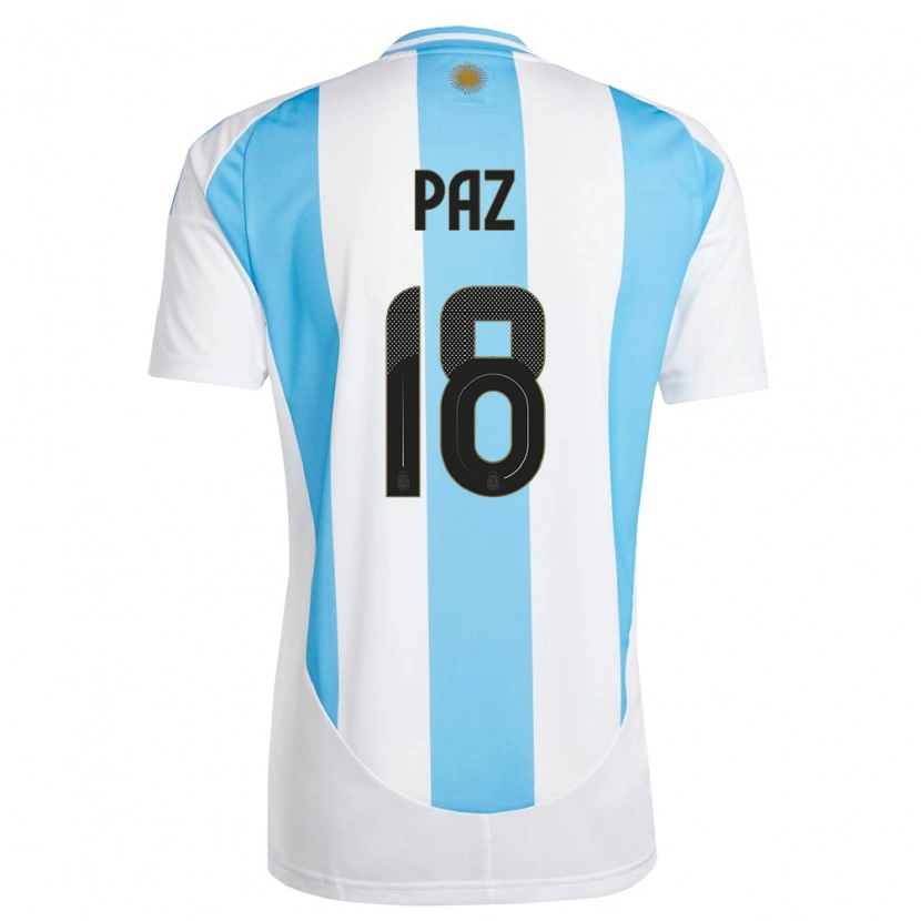 Danxen Dames Argentinië Nico Paz #18 Wit Blauw Thuisshirt Thuistenue 24-26 T-Shirt