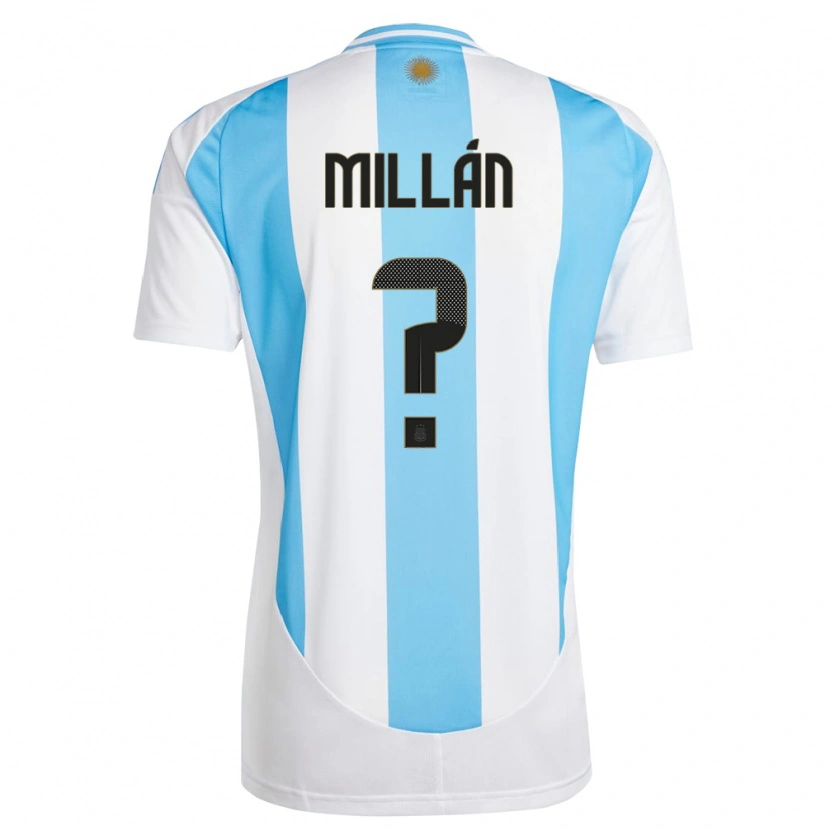 Danxen Dames Argentinië Lautaro Millán #0 Wit Blauw Thuisshirt Thuistenue 24-26 T-Shirt