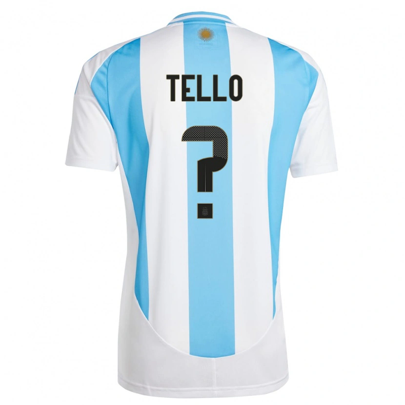 Danxen Dames Argentinië Alejandro Tello #0 Wit Blauw Thuisshirt Thuistenue 24-26 T-Shirt
