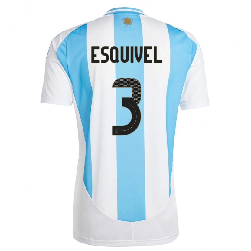 Danxen Dames Argentinië Lucas Esquivel #3 Wit Blauw Thuisshirt Thuistenue 24-26 T-Shirt