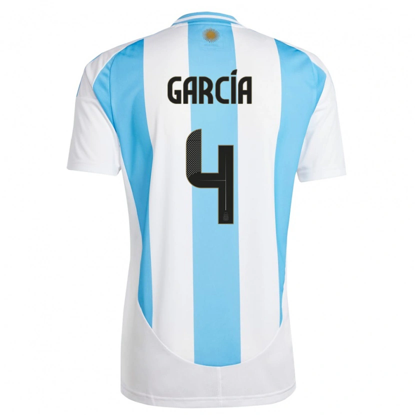 Danxen Dames Argentinië Joaquín García #4 Wit Blauw Thuisshirt Thuistenue 24-26 T-Shirt