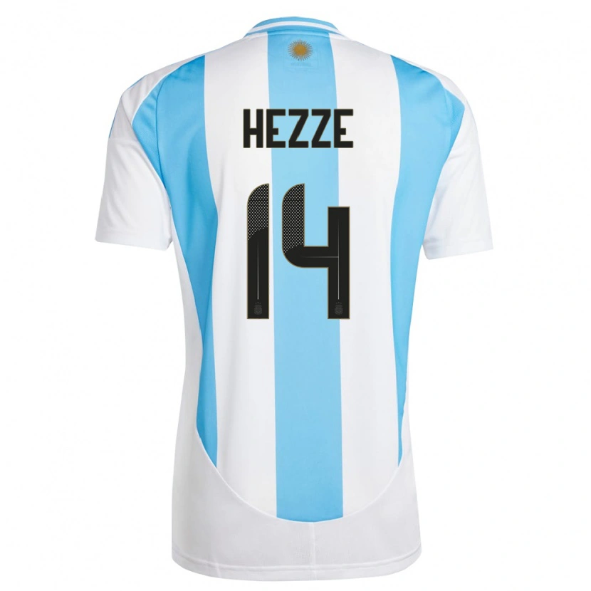 Danxen Dames Argentinië Santiago Hezze #14 Wit Blauw Thuisshirt Thuistenue 24-26 T-Shirt