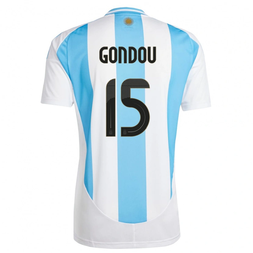 Danxen Dames Argentinië Luciano Gondou #15 Wit Blauw Thuisshirt Thuistenue 24-26 T-Shirt