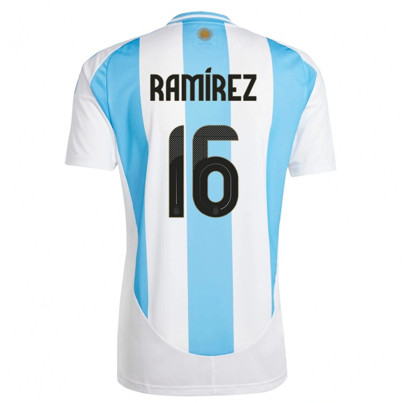 Danxen Dames Argentinië Tobías Ramírez #16 Wit Blauw Thuisshirt Thuistenue 24-26 T-Shirt