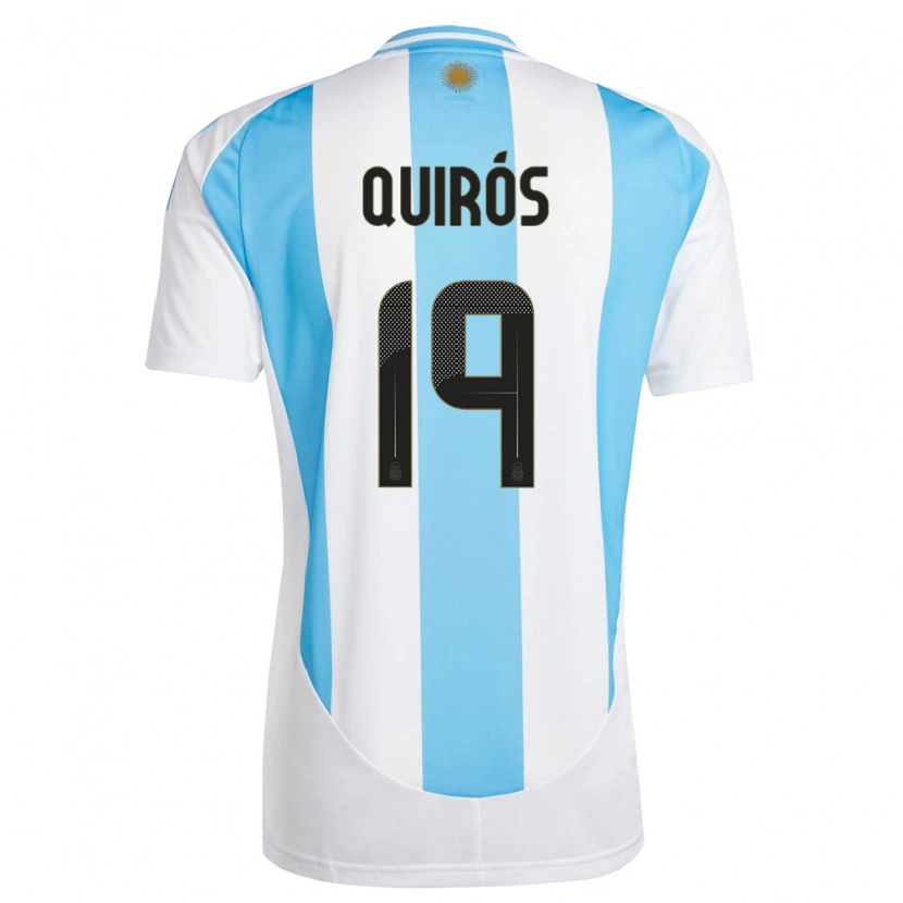 Danxen Dames Argentinië Aarón Quirós #19 Wit Blauw Thuisshirt Thuistenue 24-26 T-Shirt