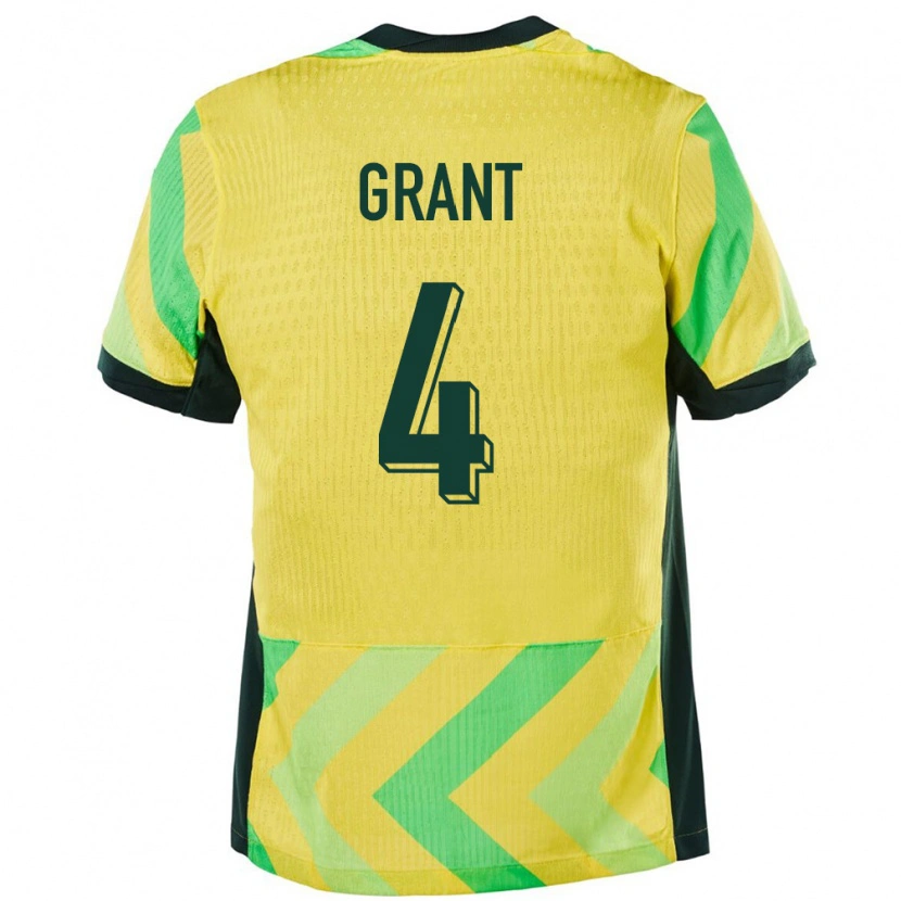 Danxen Dames Australië Rhyan Grant #4 Goud Thuisshirt Thuistenue 24-26 T-Shirt