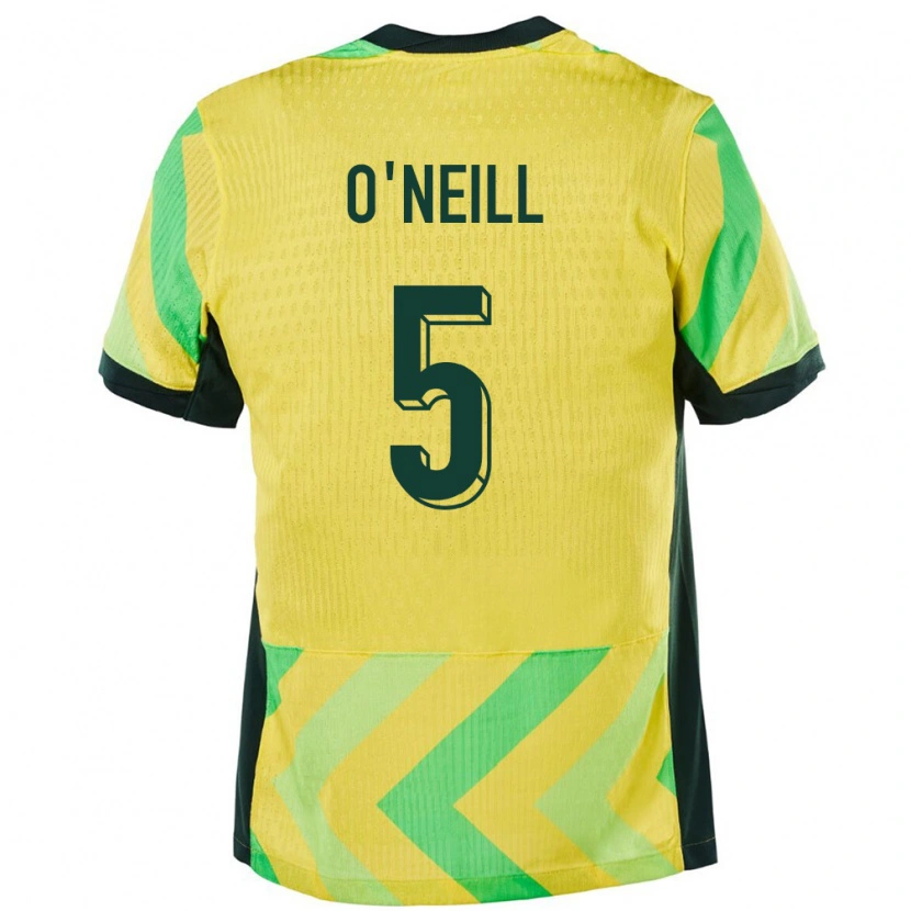 Danxen Dames Australië Aiden O'neill #5 Goud Thuisshirt Thuistenue 24-26 T-Shirt