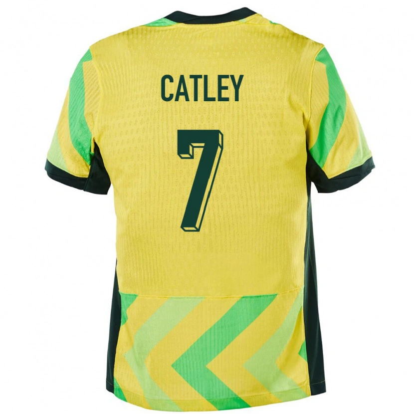 Danxen Dames Australië Stephanie Catley #7 Goud Thuisshirt Thuistenue 24-26 T-Shirt