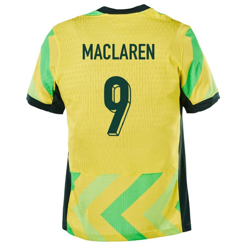 Danxen Dames Australië Jamie Maclaren #9 Goud Thuisshirt Thuistenue 24-26 T-Shirt