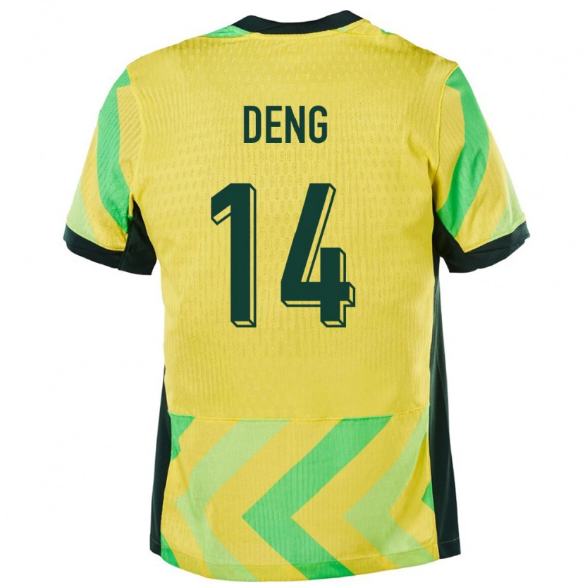 Danxen Dames Australië Thomas Deng #14 Goud Thuisshirt Thuistenue 24-26 T-Shirt
