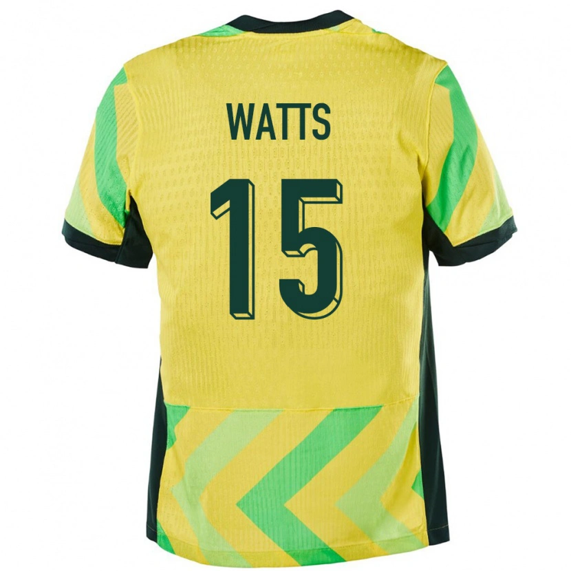Danxen Dames Australië Caleb Watts #15 Goud Thuisshirt Thuistenue 24-26 T-Shirt