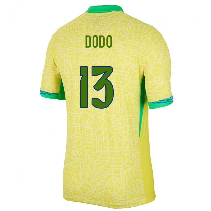 Danxen Dames Brazilië Dodô #13 Geel Thuisshirt Thuistenue 24-26 T-Shirt