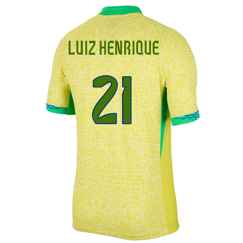 Danxen Dames Brazilië Luiz Henrique #21 Geel Thuisshirt Thuistenue 24-26 T-Shirt