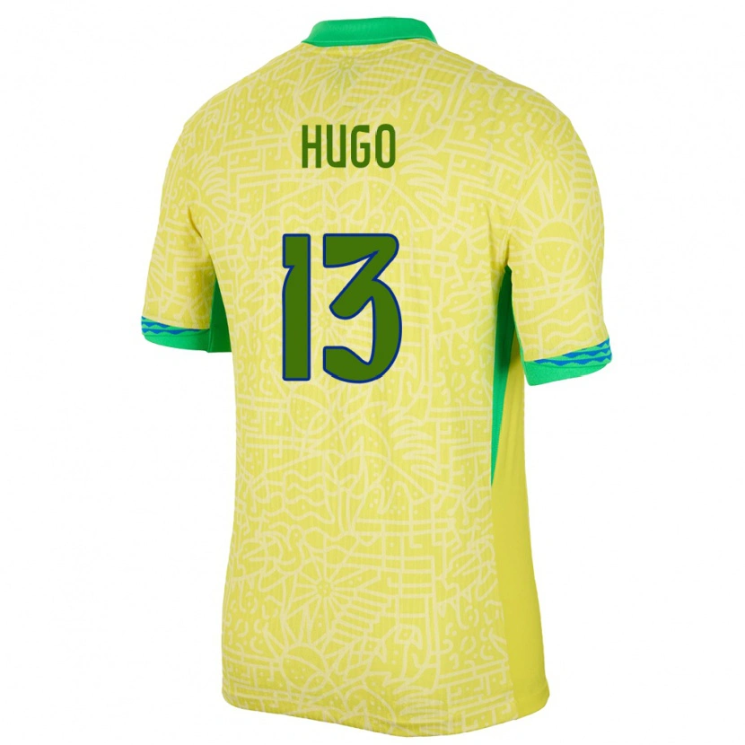Danxen Dames Brazilië Vitor Hugo #13 Geel Thuisshirt Thuistenue 24-26 T-Shirt