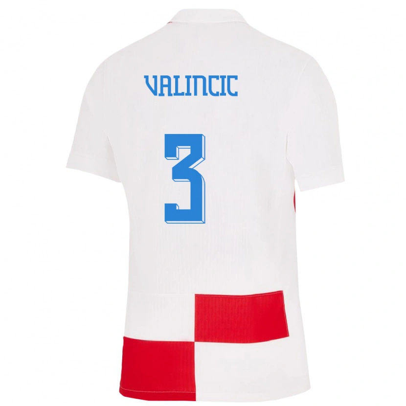 Danxen Dames Kroatië Moris Valincic #3 Wit Rood Thuisshirt Thuistenue 24-26 T-Shirt