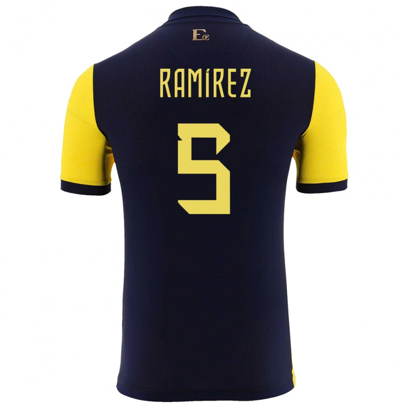 Danxen Dames Ecuador Cristian Ramírez #5 Geel Thuisshirt Thuistenue 24-26 T-Shirt
