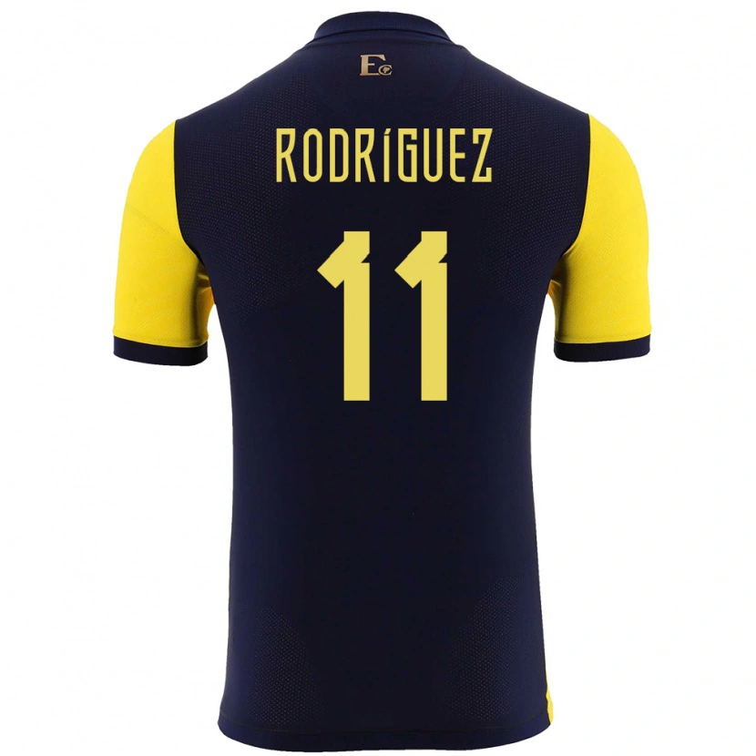 Danxen Dames Ecuador Kevin Rodríguez #11 Geel Thuisshirt Thuistenue 24-26 T-Shirt