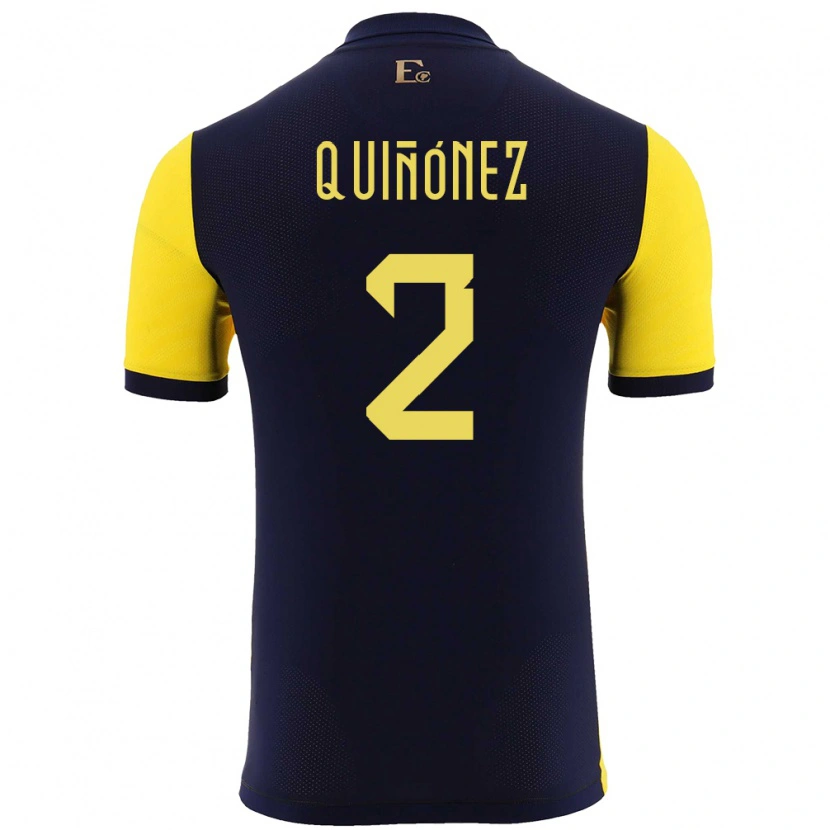 Danxen Dames Ecuador Óscar Quiñónez #2 Geel Thuisshirt Thuistenue 24-26 T-Shirt