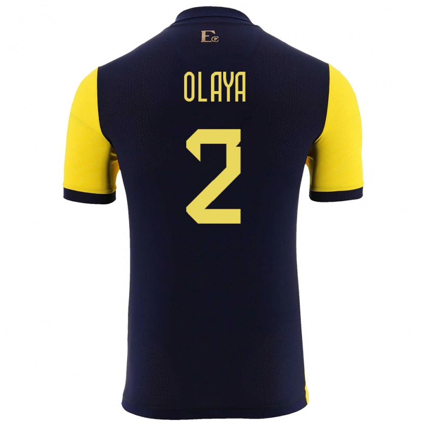 Danxen Dames Ecuador Virgilio Olaya #2 Geel Thuisshirt Thuistenue 24-26 T-Shirt