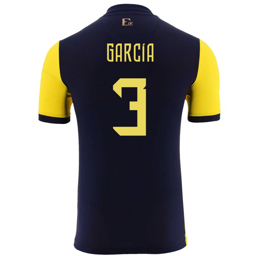 Danxen Dames Ecuador Christian García #3 Geel Thuisshirt Thuistenue 24-26 T-Shirt