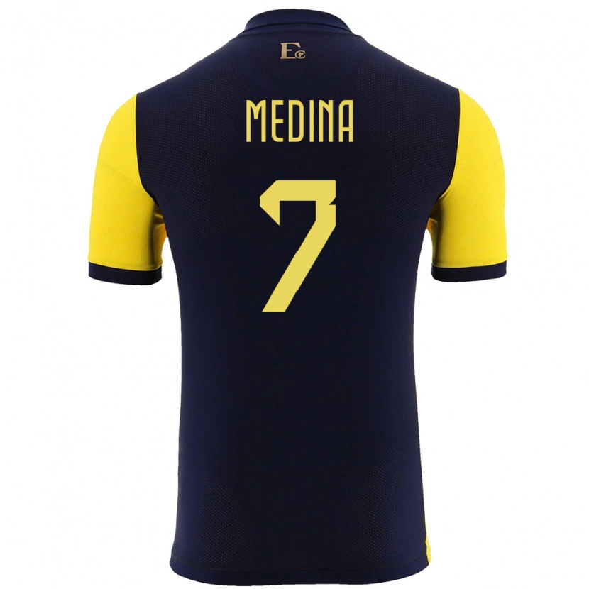 Danxen Dames Ecuador Yaimar Medina #7 Geel Thuisshirt Thuistenue 24-26 T-Shirt