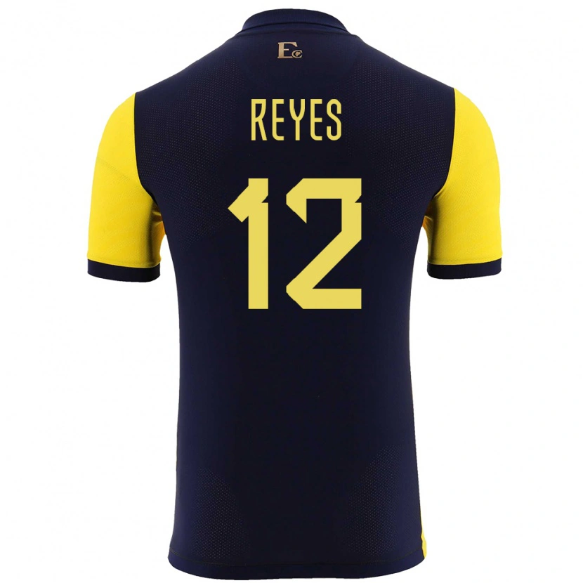 Danxen Dames Ecuador Jhafets Reyes #12 Geel Thuisshirt Thuistenue 24-26 T-Shirt