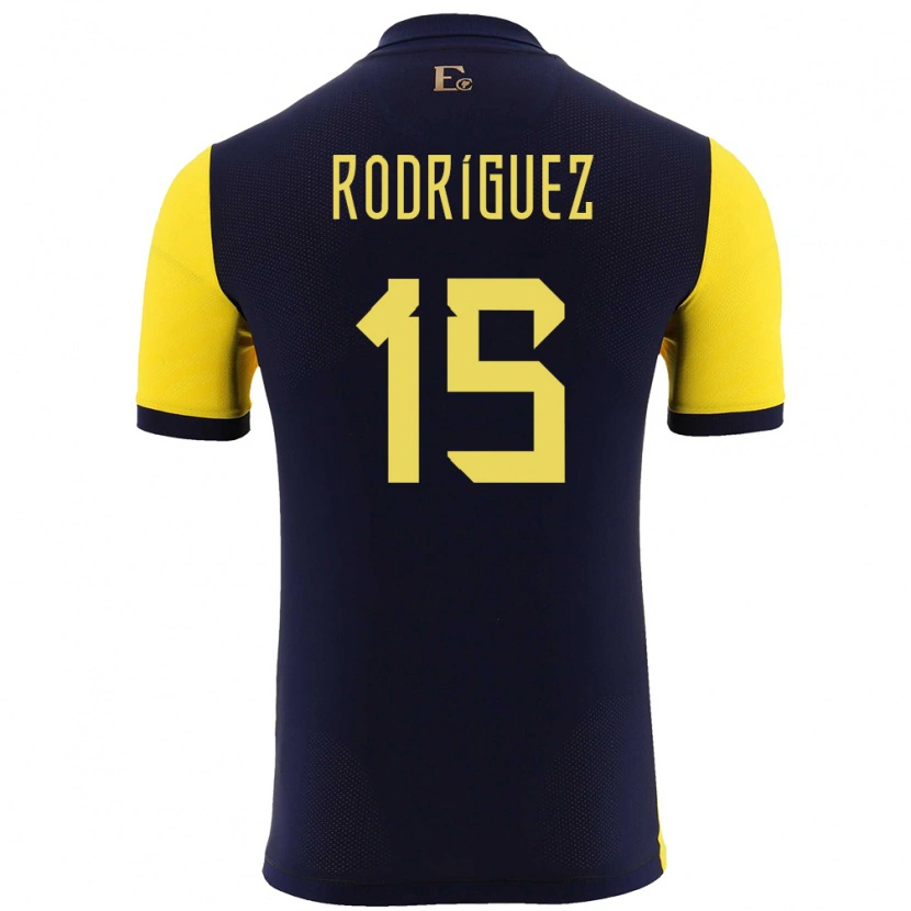 Danxen Dames Ecuador Juan Rodríguez #15 Geel Thuisshirt Thuistenue 24-26 T-Shirt