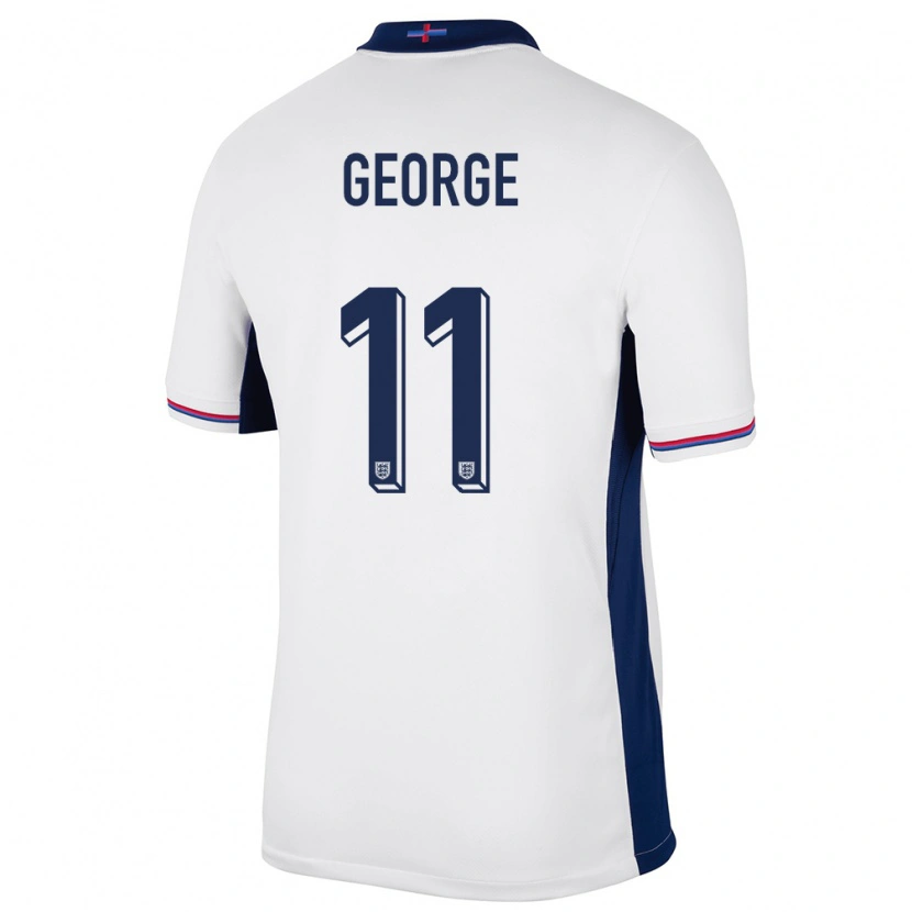 Danxen Dames Engeland Tyrique George #11 Wit Thuisshirt Thuistenue 24-26 T-Shirt