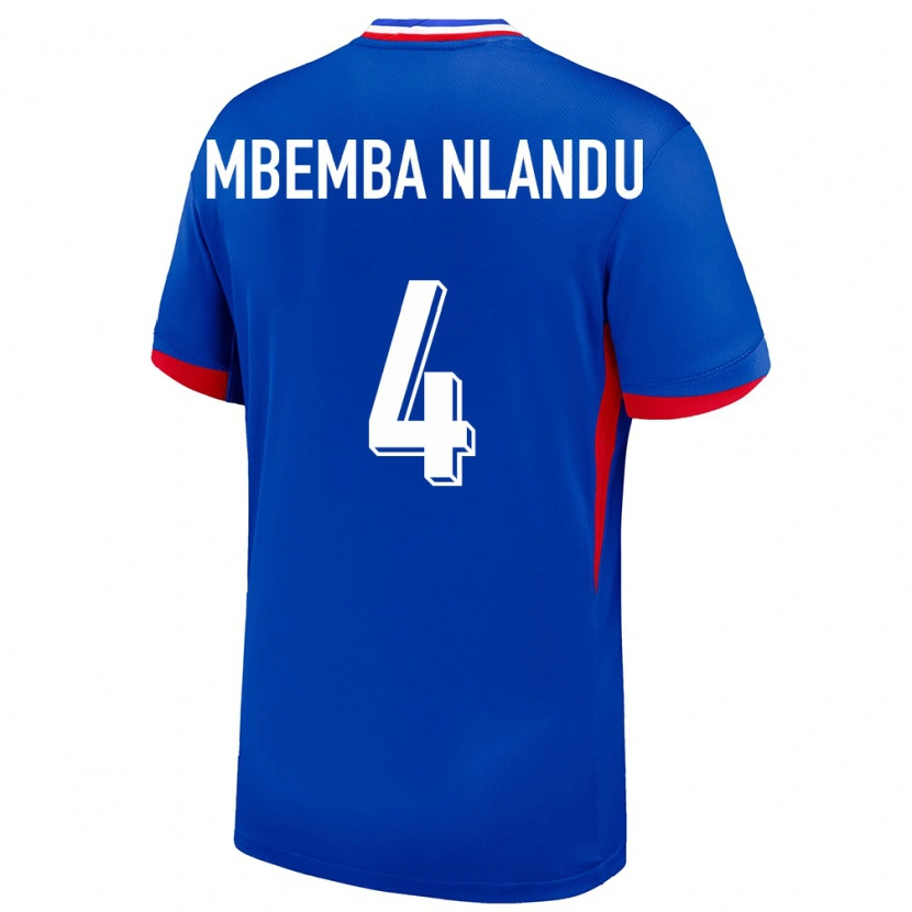 Danxen Dames Frankrijk Emmanuel Mbemba Nlandu #4 Blauw Thuisshirt Thuistenue 24-26 T-Shirt