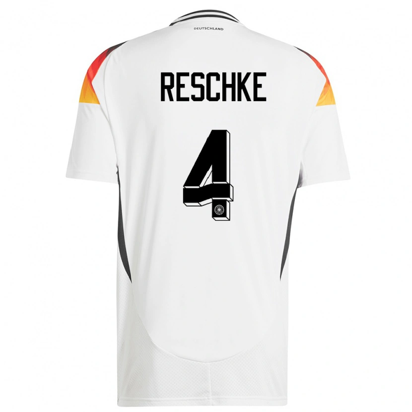 Danxen Dames Duitsland Gianluca Reschke #4 Wit Thuisshirt Thuistenue 24-26 T-Shirt