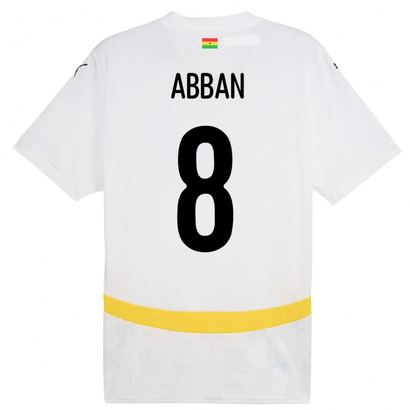 Danxen Dames Ghana Ebenezer Abban #8 Wit Thuisshirt Thuistenue 24-26 T-Shirt