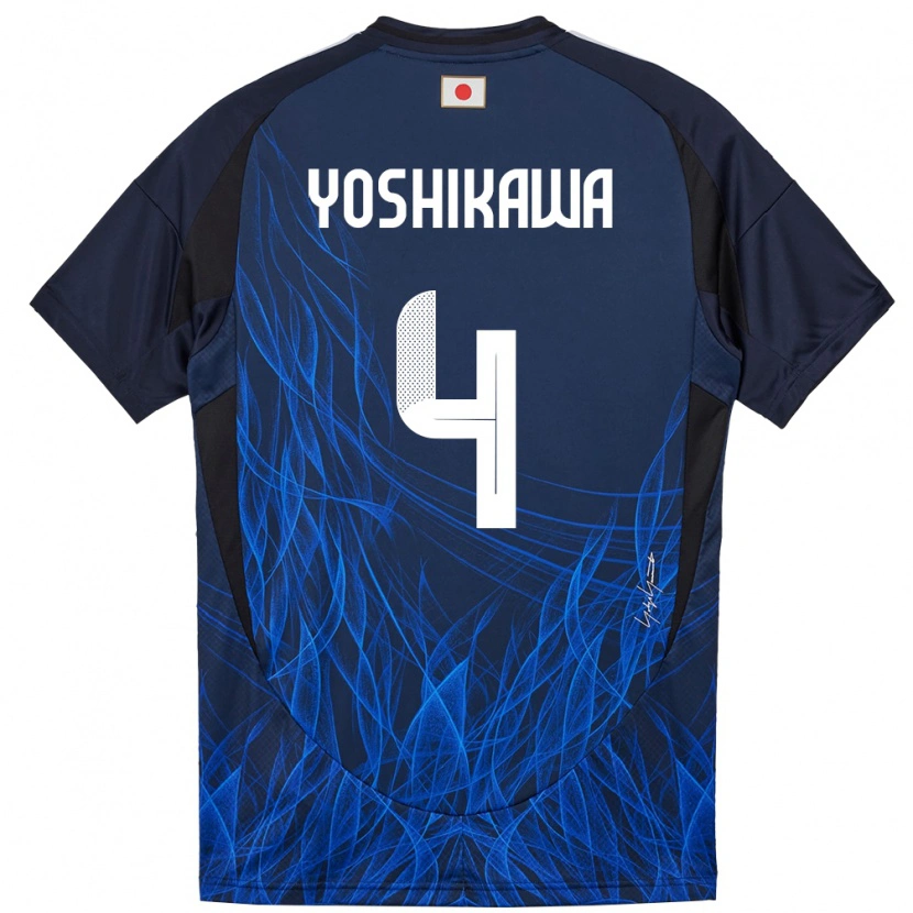 Danxen Dames Japan Haruto Yoshikawa #4 Donkerblauw Thuisshirt Thuistenue 24-26 T-Shirt