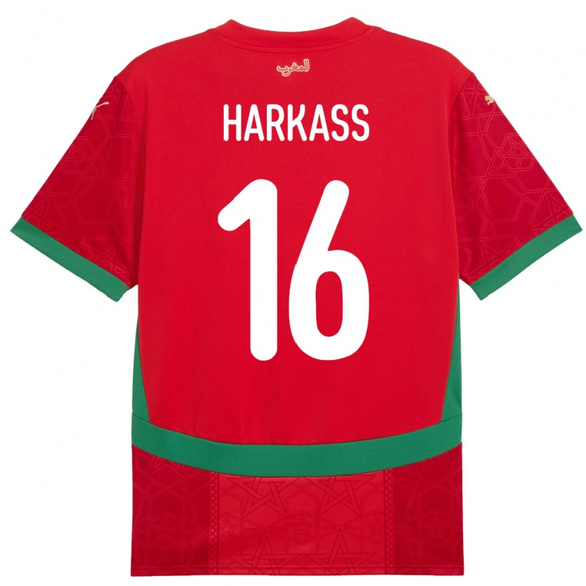 Danxen Dames Marokko Jamal Harkass #16 Rood Thuisshirt Thuistenue 24-26 T-Shirt