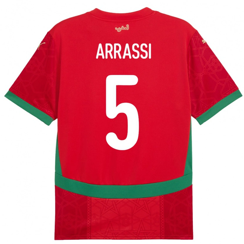 Danxen Dames Marokko Bouchaib Arrassi #5 Rood Thuisshirt Thuistenue 24-26 T-Shirt
