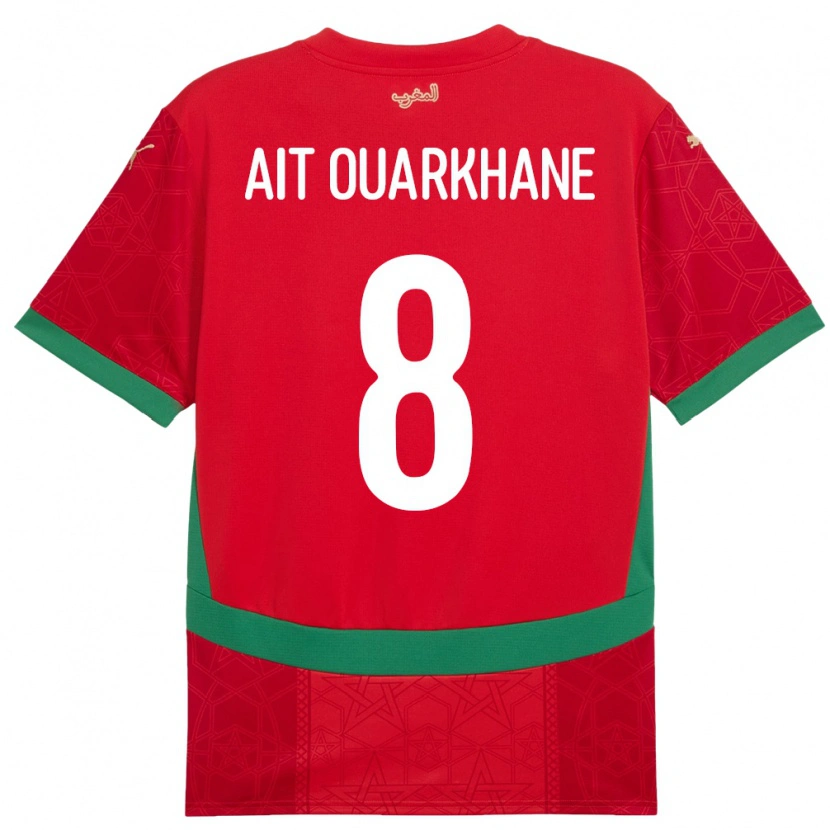 Danxen Dames Marokko Khalid Aït Ouarkhane #8 Rood Thuisshirt Thuistenue 24-26 T-Shirt
