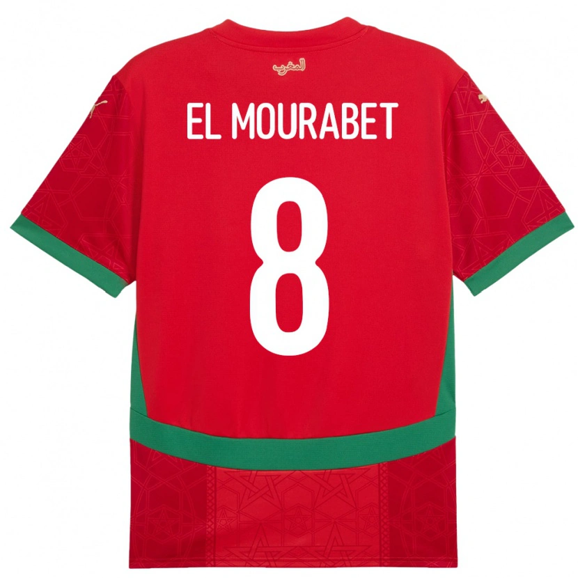 Danxen Dames Marokko Samir El Mourabet #8 Rood Thuisshirt Thuistenue 24-26 T-Shirt