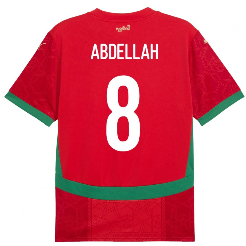 Danxen Dames Marokko Abdellah Ouazane #8 Rood Thuisshirt Thuistenue 24-26 T-Shirt