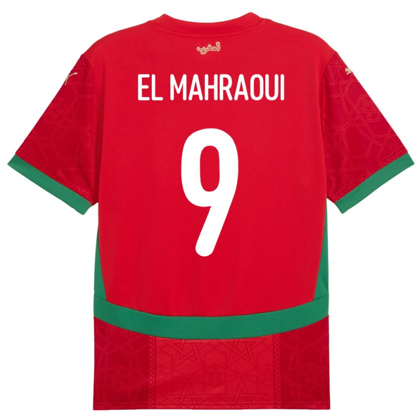 Danxen Dames Marokko Anas El Mahraoui #9 Rood Thuisshirt Thuistenue 24-26 T-Shirt