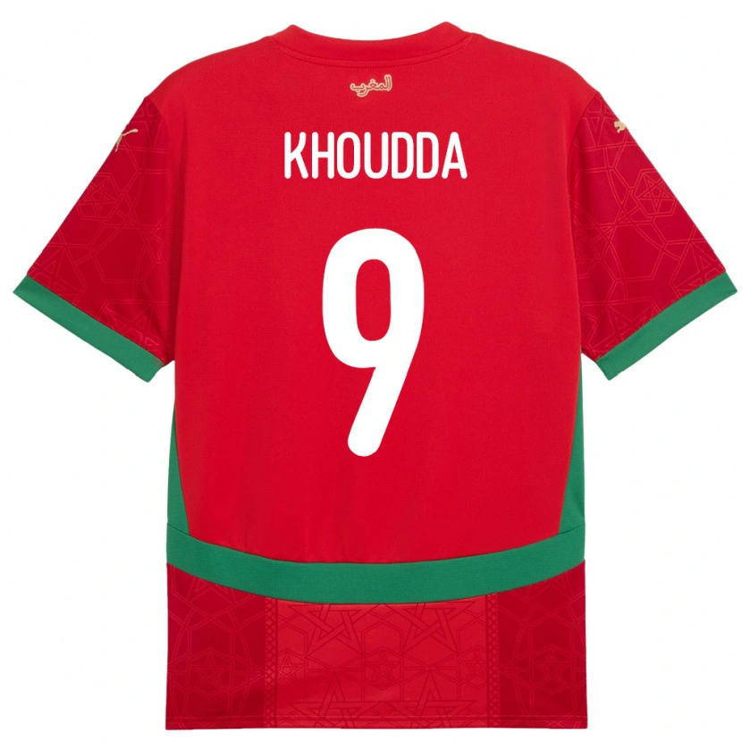 Danxen Dames Marokko Youssef Khoudda #9 Rood Thuisshirt Thuistenue 24-26 T-Shirt
