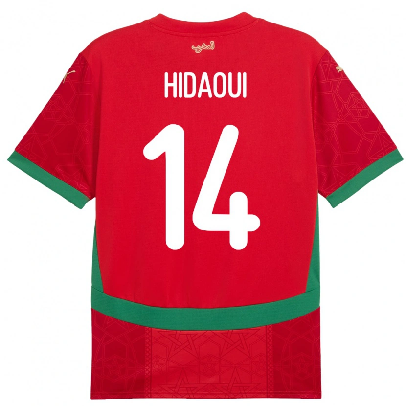 Danxen Dames Marokko Ilyas Hidaoui #14 Rood Thuisshirt Thuistenue 24-26 T-Shirt
