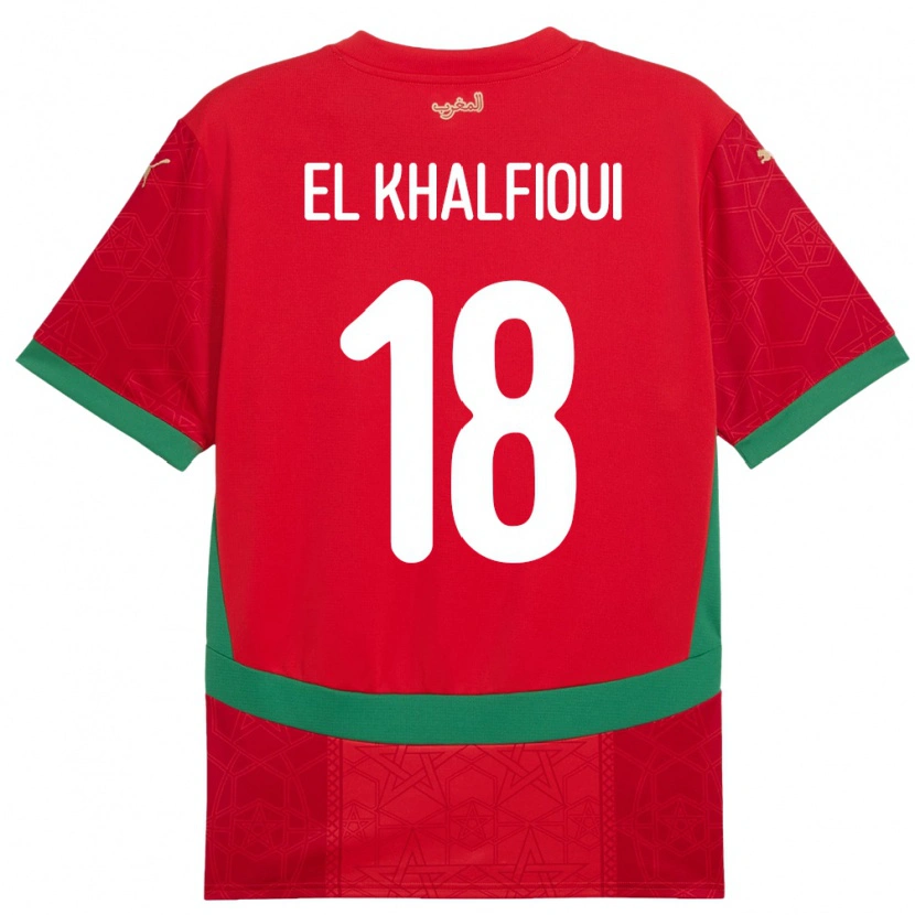 Danxen Dames Marokko Zakari El Khalfioui #18 Rood Thuisshirt Thuistenue 24-26 T-Shirt
