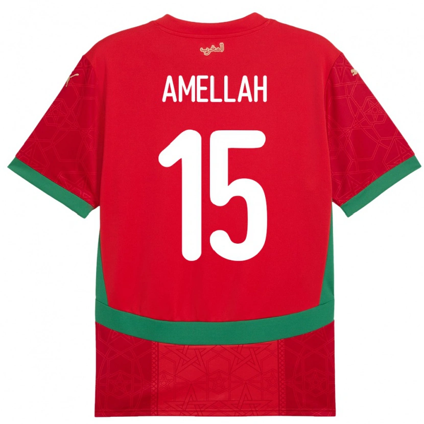 Danxen Dames Marokko Selim Amellah #15 Rood Thuisshirt Thuistenue 24-26 T-Shirt