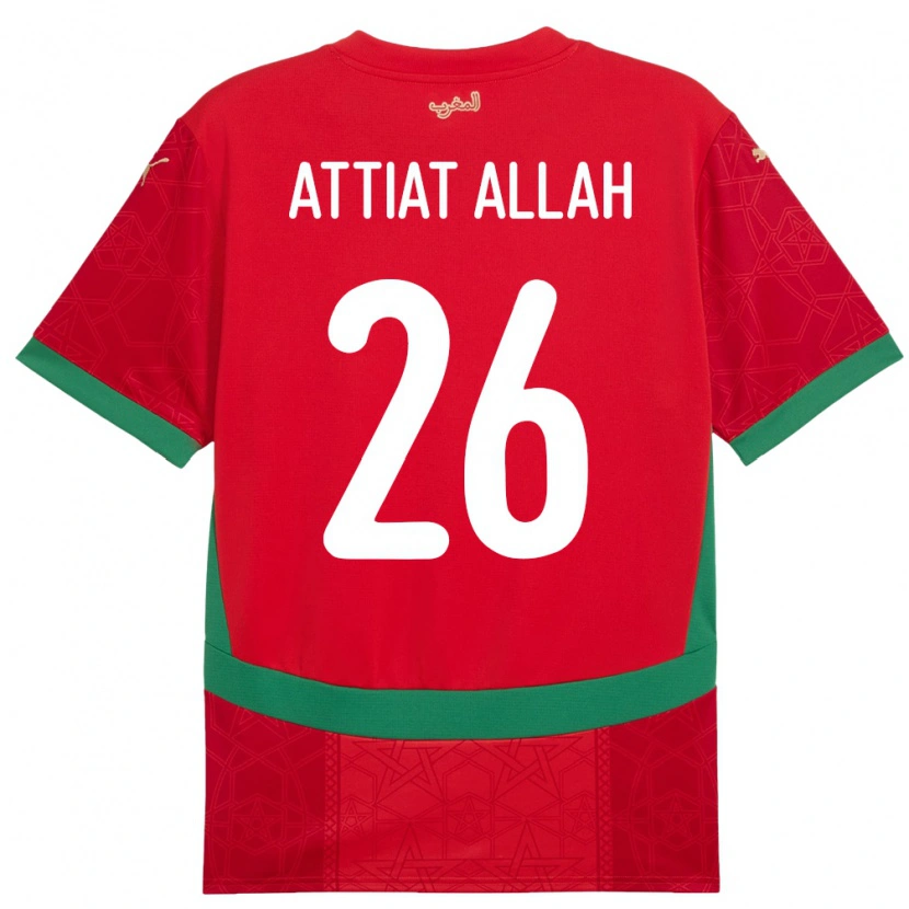 Danxen Dames Marokko Yahia Attiat-Allah #26 Rood Thuisshirt Thuistenue 24-26 T-Shirt