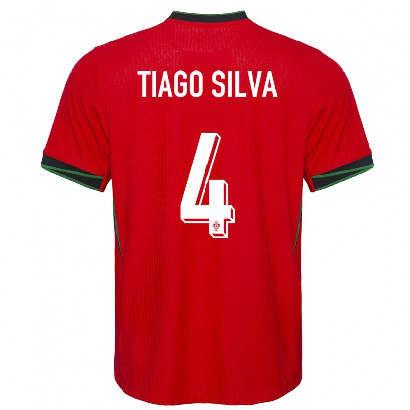 Danxen Dames Portugal Tiago Silva #4 Rood Thuisshirt Thuistenue 24-26 T-Shirt