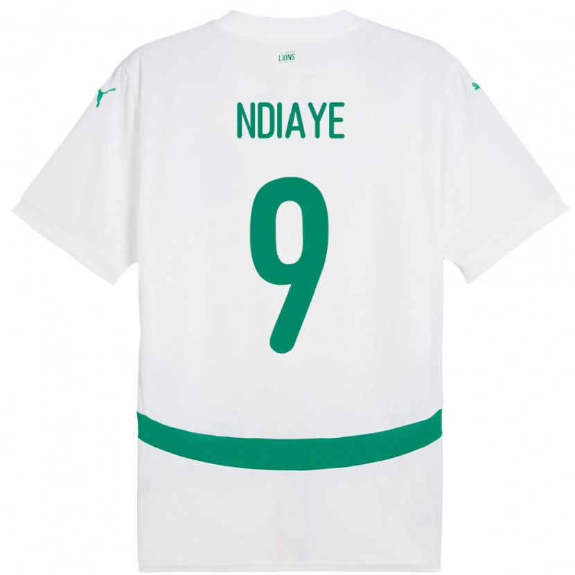 Danxen Dames Senegal Cherif Ndiaye #9 Wit Thuisshirt Thuistenue 24-26 T-Shirt