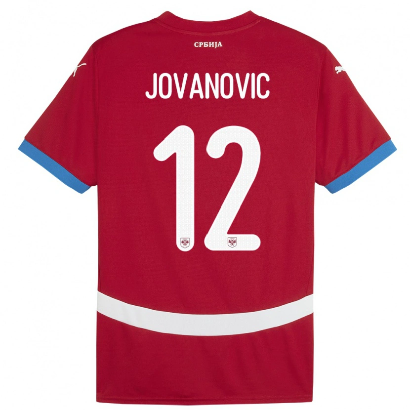 Danxen Dames Servië Aleksandar Jovanovic #12 Rood Thuisshirt Thuistenue 24-26 T-Shirt
